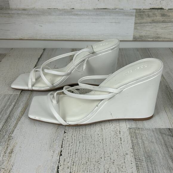 Open Edit womens sz 8B White wedge heel open toe sandals - Picture 3 of 7